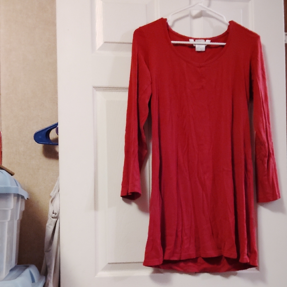 Red Long Sleeve Tunic Top